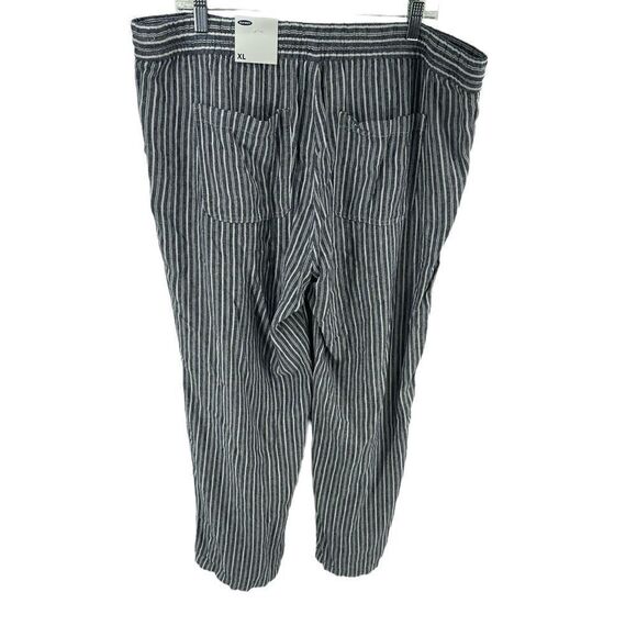 NWT Old Navy linen striped pants elastic waist XL high rise blue white - Picture 8 of 14